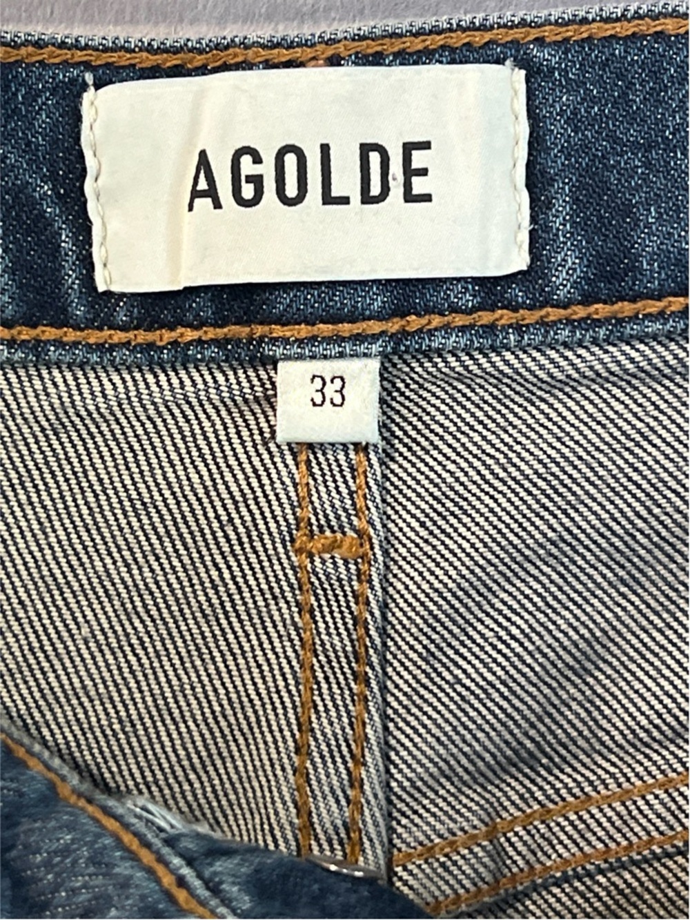 Agolde Riley Crop Jeans Women’s 33 Blue High Rise Straight Leg A056-1858 - Picture 10 of 13